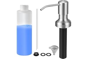 Yofidra Built in Soap Dispenser for Kitchen Sink: Brushed Nickel Stainless Steel Countertop Pump Head with 17 OZ Liquid Bottle, Soap Dispenser Fit for Kitchen Bathroom in Sink Counter