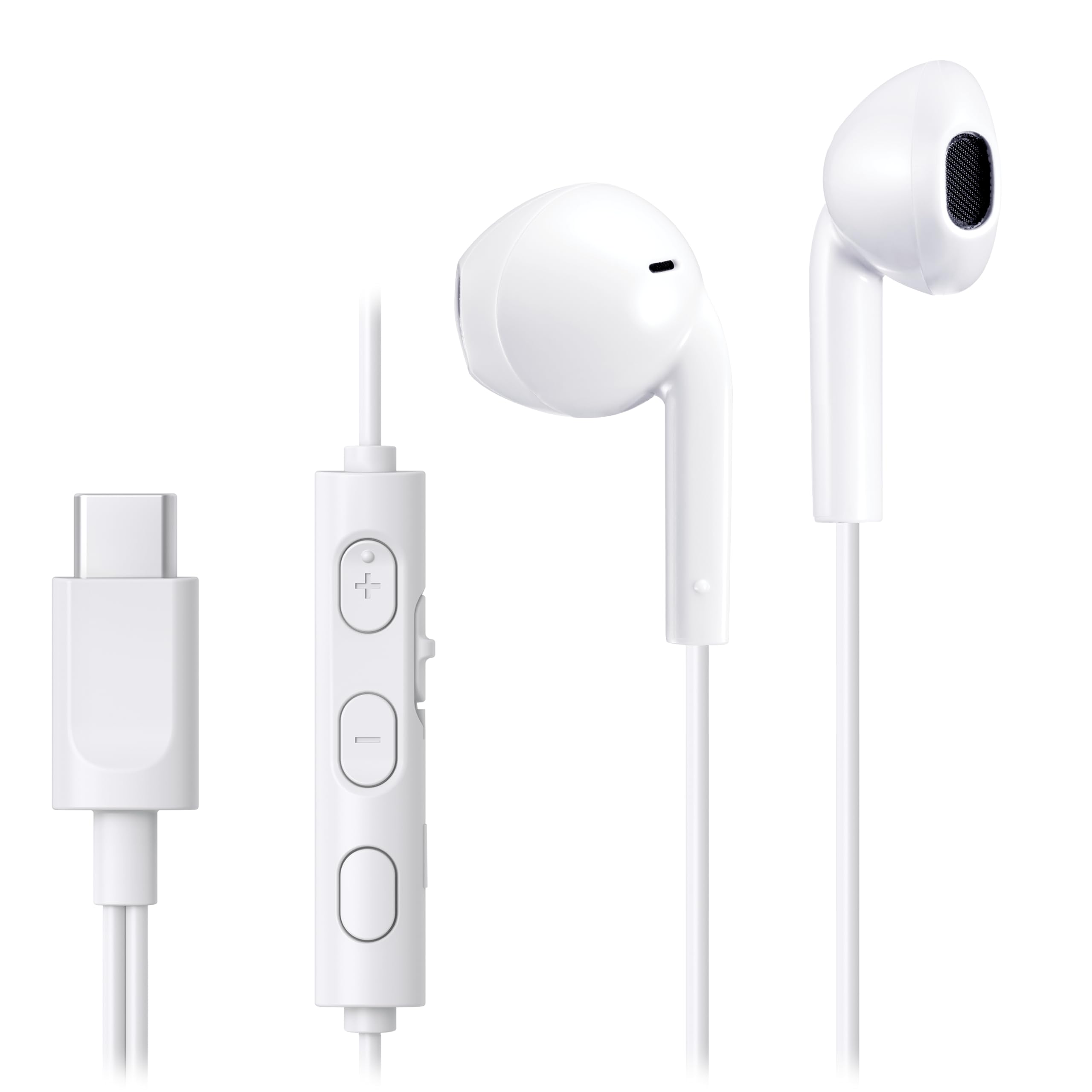 JVC HA-FR17UC-W Bud-Type USB-C Earphones with Built-in DAC for Powerful and Crystal Clear Sound, Practical Microphone and 3-Button Remote Control in Extremely Compact Design (White)