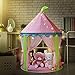 Sonyabecca Princess Castle Tent Ligth Up Tent for Girls Pop up Tent Pink with 16ft Snowflake LED Light