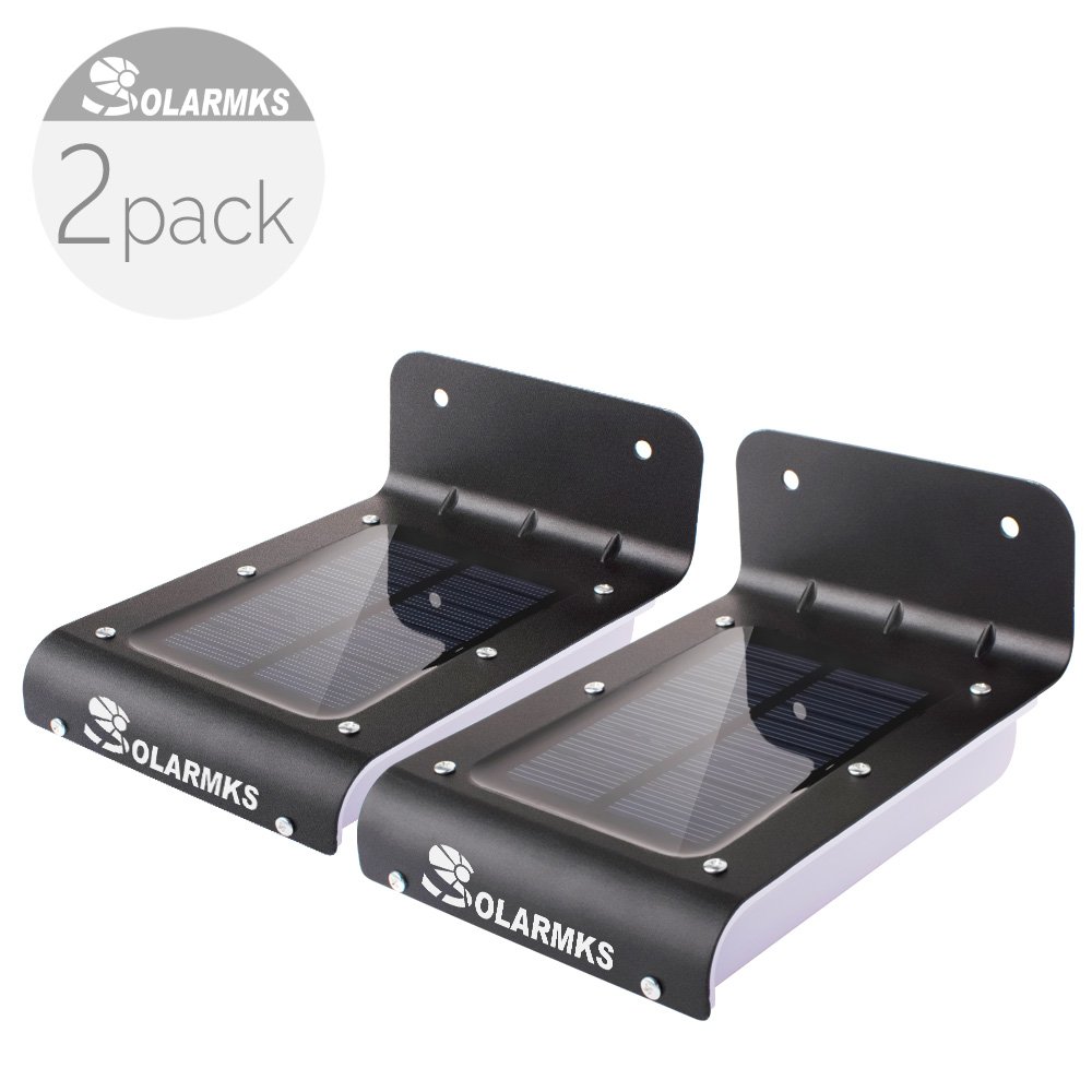 Solarmks 16 LED Solar Powered Motion Sensor Lights, Waterproof Stainless Steel Body 2 of Pack