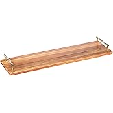 Dofira Large Charcuterie Board with Metal Handles – 32" Acacia Wood Serving Board for Cheese, Meat & Appetizers – Extra Long Kitchen Platter for Gatherings, BBQ & Home Decor