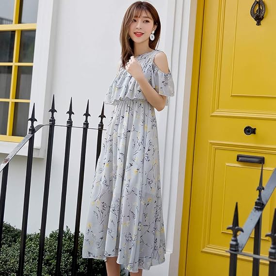 Amazon Co Jp 母乳母乳出産夏着シフォンワンピースロングスカート産後減量潮 G L 服 ファッション小物