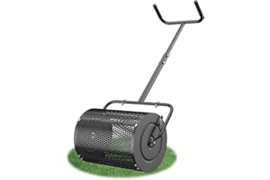 UIABOPZ Compost Spreader, Heavy Duty Peat Moss Spreader for Lawn with U Shaped Handle, Light Weight Metal Mesh Spreader Manure Spreaders Roller for Lawn and Garden Care