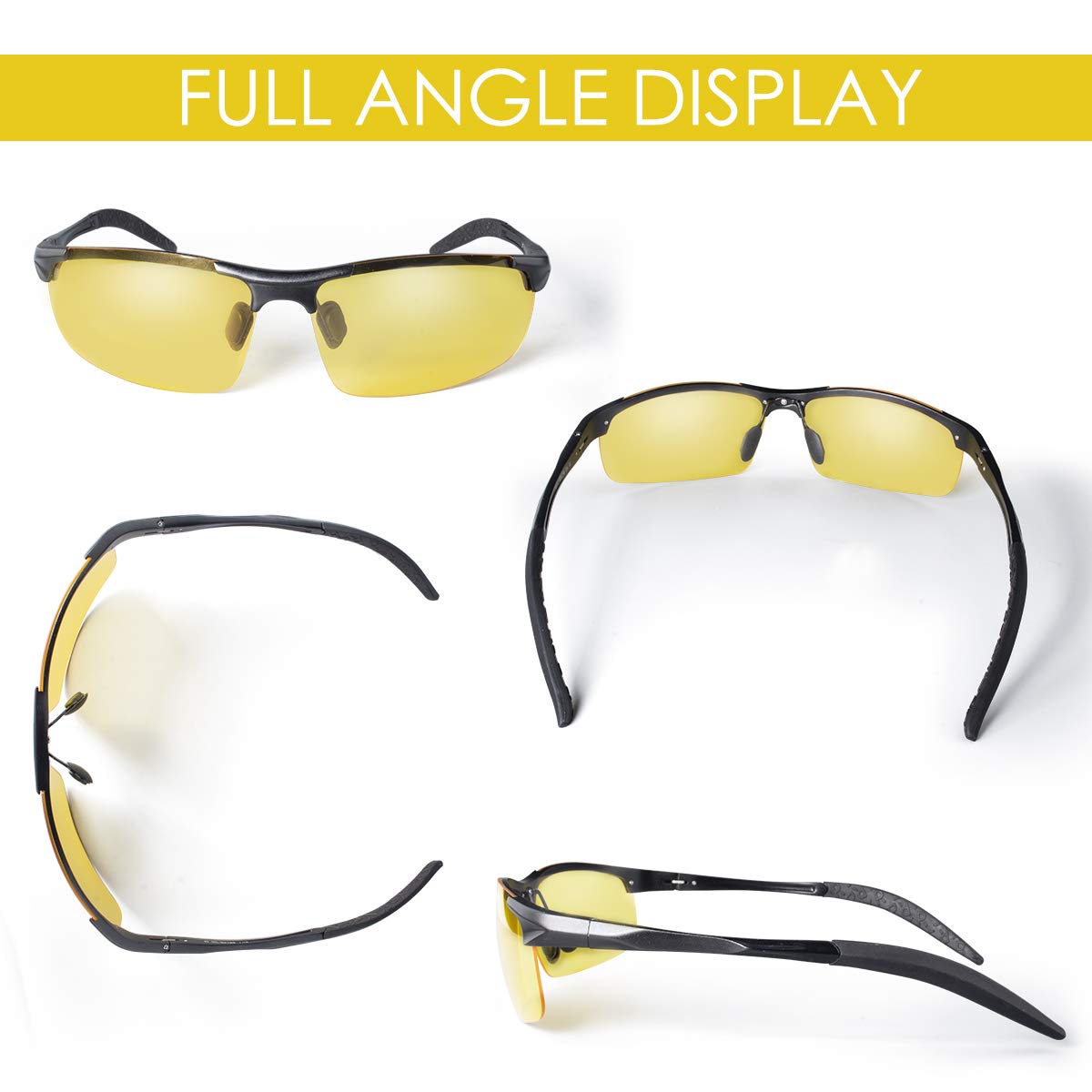 CHEREEKI Gafas de Sol Visión Nocturna, Gafas de Sol Visión Nocturna Polarizadas Hombre Mujer, Gafas de Conducir Deportes100% Protección UV400 Gafas para Conducción (amarillo)