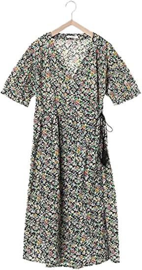 Amazon Co Jp エヘカソポ Ehka Sopo 花柄カシュクールワンピース ブラック M 服 ファッション小物