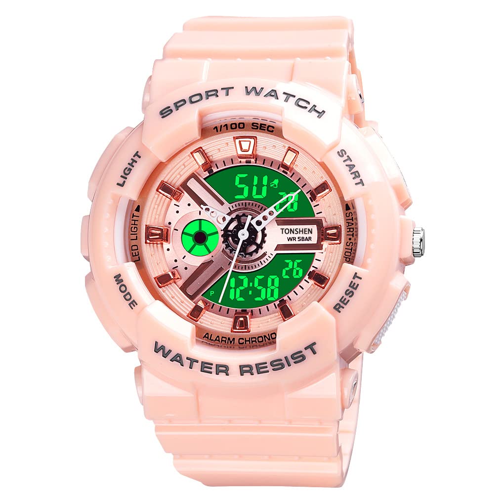TONSHEN Fashion Sport Watch Multifunction Analogue Digital Display Dual Timezone LED Outdoor Electronic Alarm Backlight Stopwatch Watches for Men Women Kids Boy Children