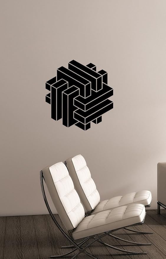 Amazon Com Pegatina De Vinilo De Ilusion Optica De Cubo Visual Imposible Geometrica De Pared Calcomania De Arte Cubico Abstracto Decoraciones Para El Hogar Dormitorio Oficina Decoracion Ideas Oi5 Kitchen Dining