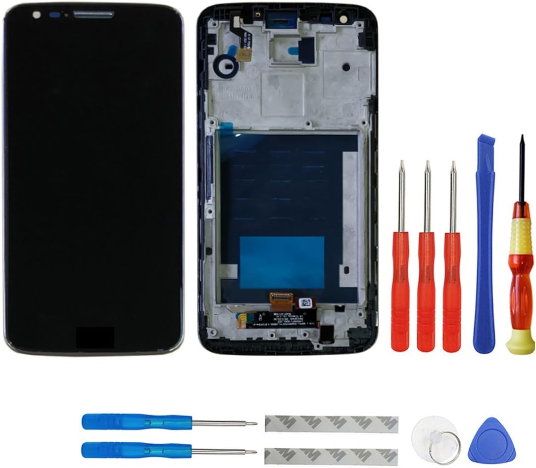 swark LCD Display Compatible LG G2 D800 D801 D803 Digitizer Touch Screen Assembly Replacement Frame (Black) + Tools