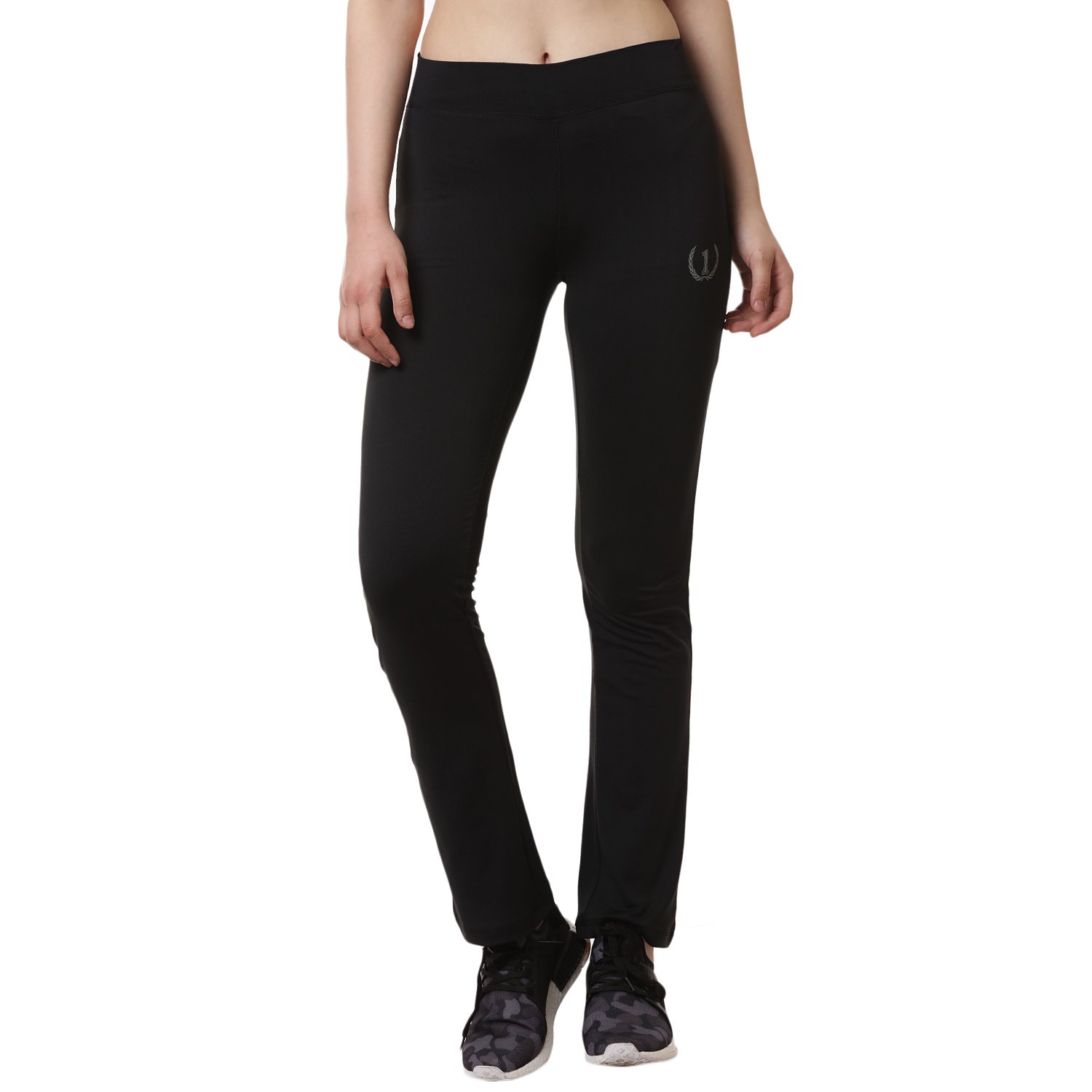 onesport womens solid black track pants-onsp57blk