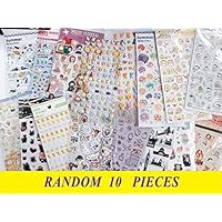 10 Pieces Best Value Choice of Colorful Cute Animal Pattern Calendar Reminder Diary Stickers- Cat, Deer, Bear, Penguin, Japanese, Chicken, Bunny, Cartoon, Kitty, Teachers, Book Scrapping