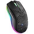 Wireless Gaming Mouse,Computer Mouse with Honeycomb Shell,11 RGB Backlit,3,400 DPI,6 Programmed Buttons,USB Receiver,Power Sa