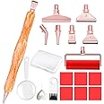 Praise V Do Diamond Painting Art Drill Pen Kit with Screw Stainless Steel Rose Metal Tip Nibs Placers Roller Tool Accessories, Ergonomic Diamond Art Pen for 5D Diamond Paint Bead Dot Amber