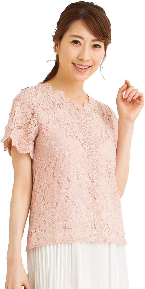 Amazon アミアン ハウス ブラウス レースの半袖ブラウス レディース シャツ ブラウス 通販