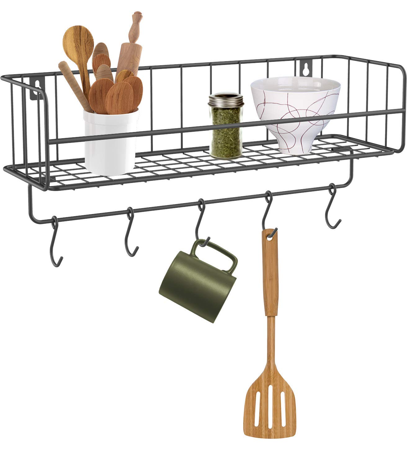 SEVVY Iron Mesh Big Size Wall Mounted Spice Rack - Black