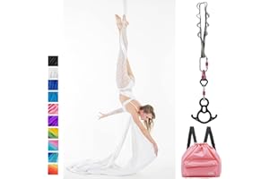 SAIVEN 10m Aerial Silks Equipment - premium Yoga Swing Set, Aerial Yoga Hammock kit, Yoga Starter Kit, Aerial Dance Equipment(L: 10m x W: 2.8m)