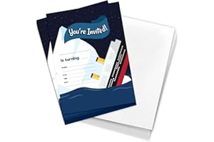Desert Cactus Titanic Happy Birthday Invitations Style 2 Invite Cards (10 Count) With Envelopes Boys Girls Kids Party (10ct)