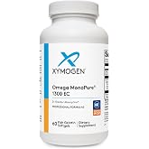 XYMOGEN Omega MonoPure 1300 EC, 60 Softgels | Heart and Brain Support, DHA and EPA Omega-3 Fish Oil, Monoglyceride High Absorption Softgels, Enteric-Coated