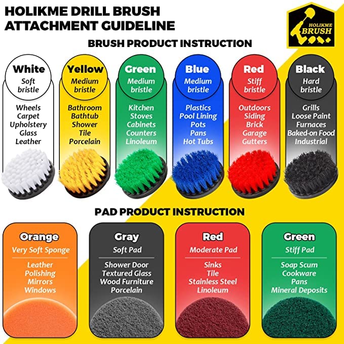Holikme 22Piece Drill Brush Attachments Set, Scrub Pads & Sponge