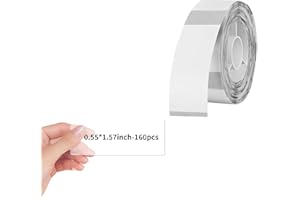 BROKSILENT Labels Maker Tape for D11/D110/D101 Printer, Self-Adhesive Waterproof Label Sticker for Name File Folder Office School Travel Clothes Address Home Organized Small Business(0.55*1.57inch-160pcs Clear)