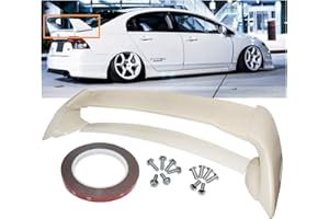 PROMOTOR JDM Mugen Style ABS Rear Trunk Spoiler for 2006-2011 Honda Civic 4 Door FD2 FA2 Mug RR JDM Style Wing (Unpainted)