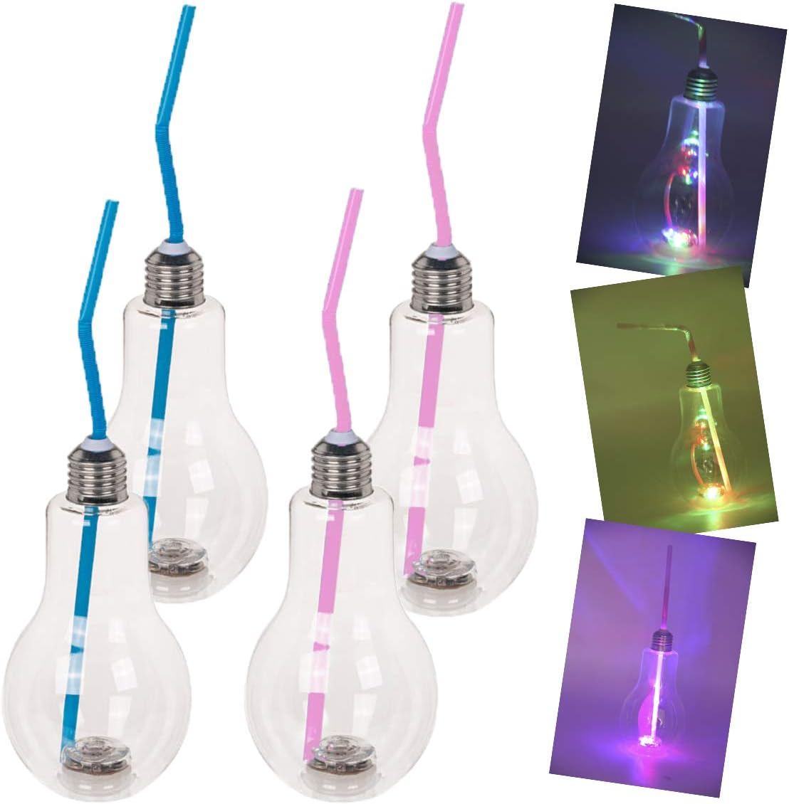 Trinkgläser Set 4er Mit Deckel & Strohhalm | 300ml Cocktail Glas | Für Eiskaffee & Bubble Tea