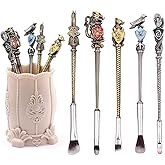 【2 Color Options】 Hary Pottter Gifts Metal Makeup Brushes Set Gifts Wi-zard Wand Makeup Brushes Set for Women Magic Eye Shadow Eyeliner Blending Lip Brush - Brushes Holder Pot Not Included