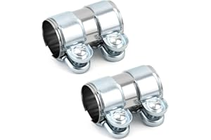 QWORK 2 inch Exhaust Clamp, 2 Pack Stainless Steel Lap Joint + Bolts Exhaust Band Clamp for Mufflers and Downpipes