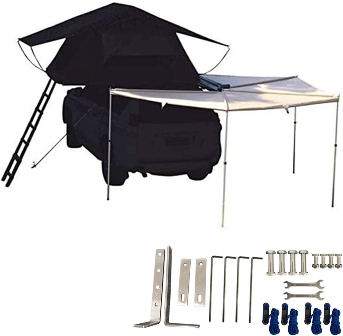 DANCHEL OUTDOOR Camper Roof Rack 270 Batwing Awning for SUV Trucks Overland Car Tents for Camping (Khaki, Dia. 6.5ft Right)