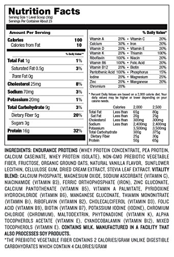 Designer Protein Sustained Energy Natural Endurance Protein, Vanilla Bean, 1.5 Pound