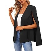Women's Cape Blazer Split Long Sleeve Open Front Blazer Jacket Business Casual Suit Tops Cardigan Coats