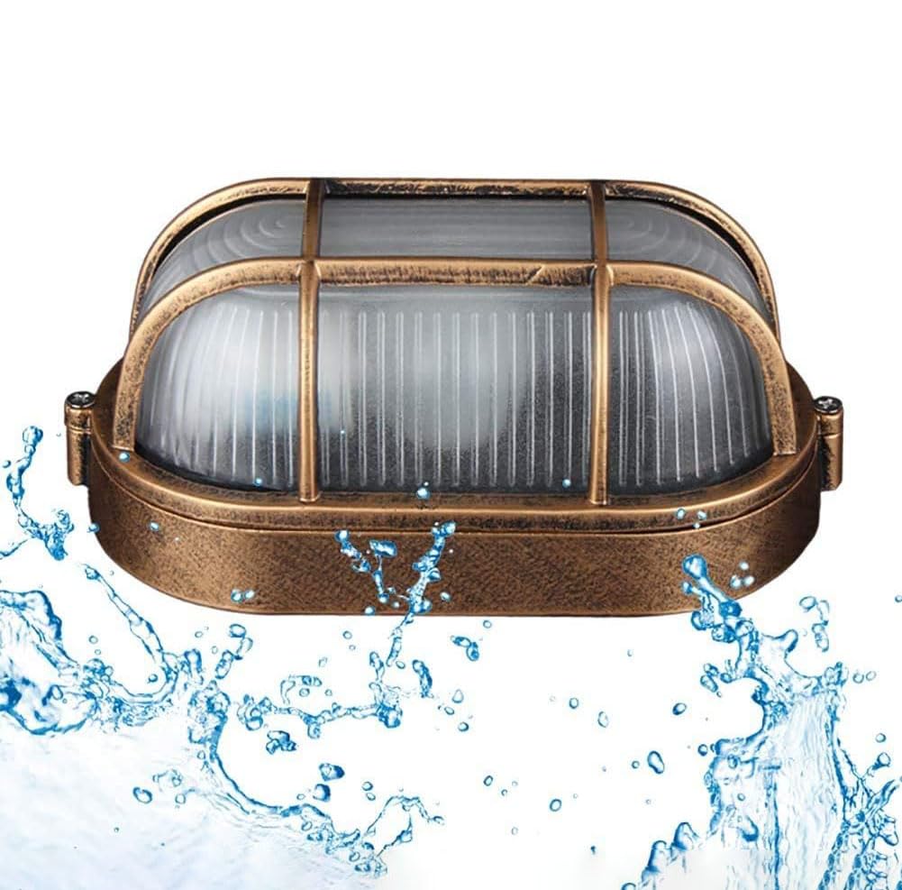 SENFAY Oval Bulkhead Light Outdoor Wall Light Nautical Design E27 Wall Lampe Vandal-Resistant Wall Mounted/Ceiling Lighting, IP44 Rated - Perfect for Porch, Driveway, Pathways, Patio & Garden