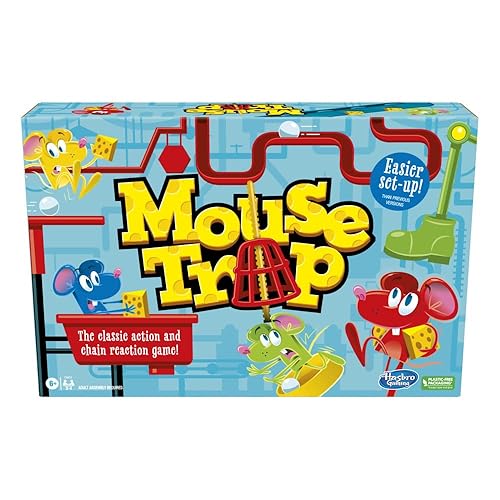 Hasbro Gaming Mouse Trap Board Game for Kids Ages 6 and Up, Classic Kids Game for 2-4 Players with Easier Set-Up than Previous Versions, Multicolor, One Size