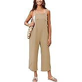 UANEO Womens Cotton Adjustable Casual Summer Bib Overalls Jumpsuits with Pockets
