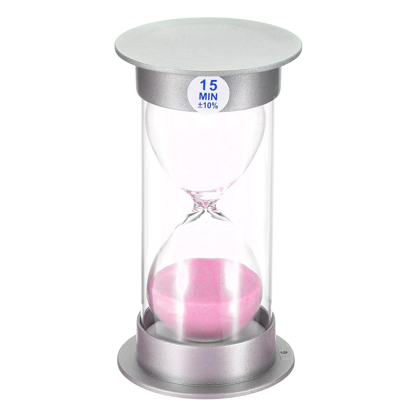 PATIKIL 15 Minute Sand Timer, Sandy Clock With Plastic Cover Count Down Sand Glass for Games, Kitchen, Party Favors DIY Decoration, Pink Sands