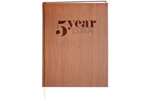 BookFactory 5 Year Journal Five Year Daily Diary Log Book LogBook, Soft Wood Finish - 8'' x 10'' (Made in USA)