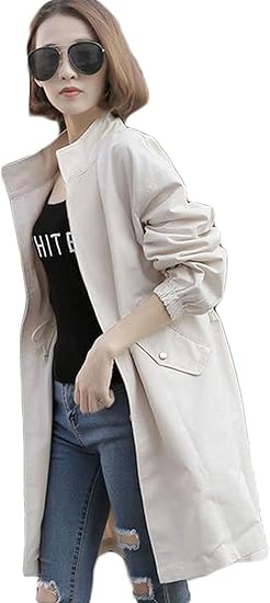 Amazon レディース 春物 トレンチコート 無地 シンプル ゆったり スプリングコート 裏地なし 薄手 春コート カジュアル 韓国ファッション L ベージュ コート ジャケット 通販