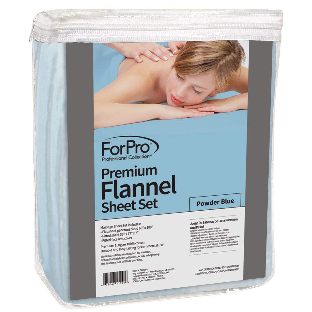 ForPro Premium Flannel 3-Piece Massage Sheet Set, Lavender, for Massage Tables, Includes Massage Flat Sheet, Massage Fitted Sheet, and Massage Fitted Face Rest Cover : Beauty