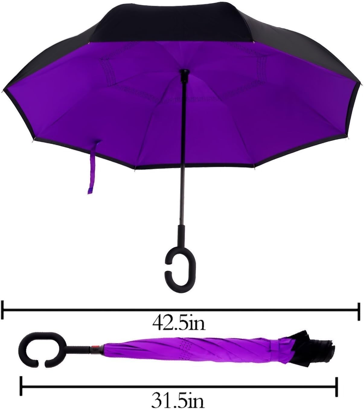 Reverse Auto Open Umbrella, Upside Down Paraguas plegable a prueba de