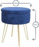 Harbour Housewares Velvet Round Foot Stool with Storage Grey view 3