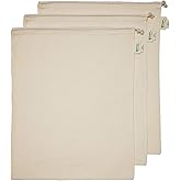 Simple Ecology Reusable Grocery Produce Shopping and Storage Bags, Organic Cotton Muslin, XLarge 3 pack