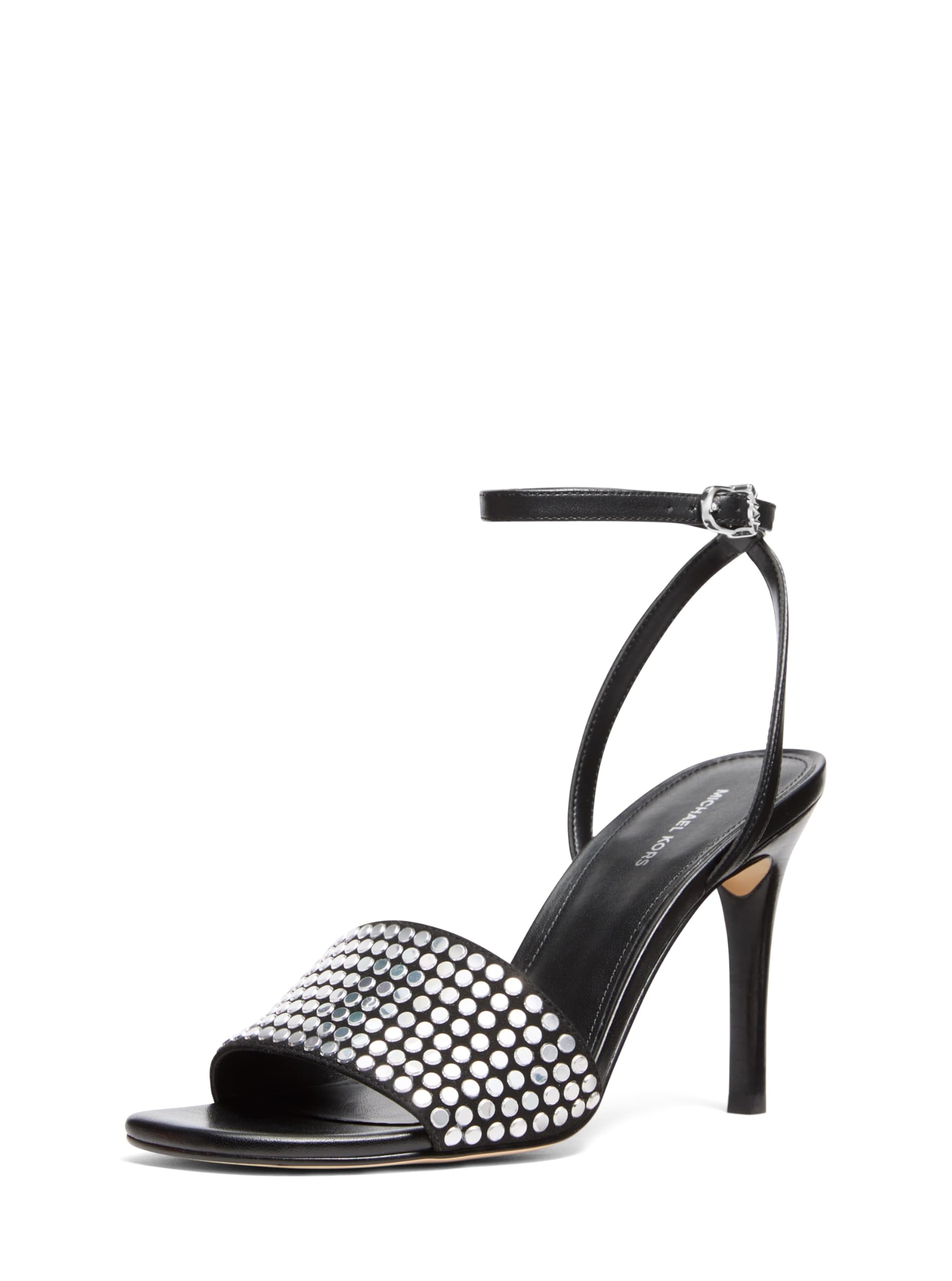 Michael Kors Women’s Elyse Heeled Sandal, Black/Hot Fix, 8