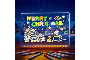 BYSKU LED Note Board with Colors, Lighted Acrylic Dry Erase Board, Acrylic Message Board, Illuminated Note Board with Colors Notepad with Adjustable Stand and 7 Pens (11.8 × 7.9”)