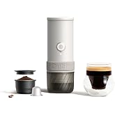 OutIn Mino Portable Electric Espresso Machine for Travel with Self-Heating | Mini Camping Coffee Maker, Pocket-Sized Coffee Machine, Ground Coffee &amp; NS Capsule Adapter for Adventure, Sandstone White