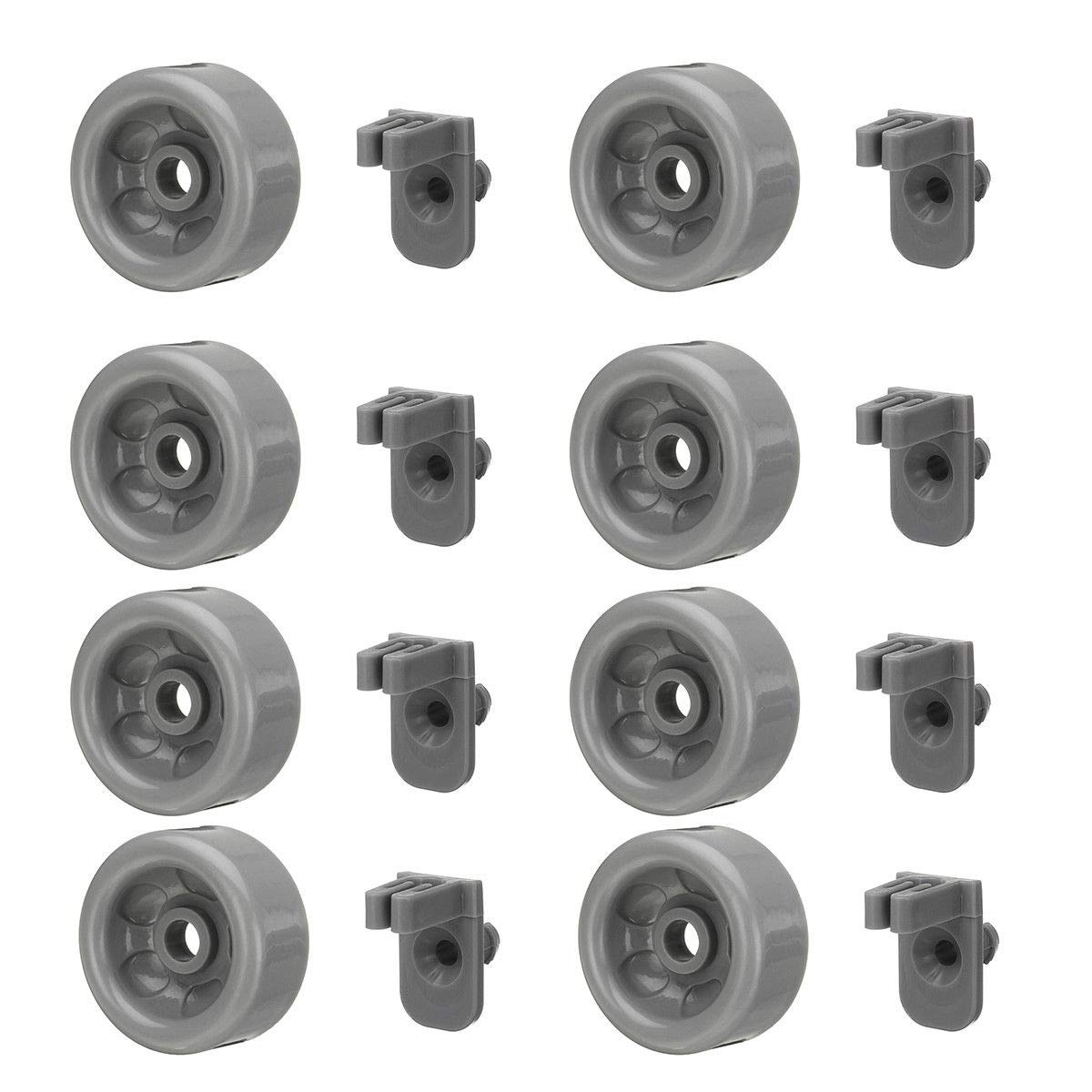 MAYITOP Dishwasher Roller Dishrack Wheel 8 Pack WD35X21041 Lower Dishrack Roller Rack Axle Kit Compatible with GE Profile WD12X10261 WD12X10107 WD12X10136 WD12X10277 (8 PCS)