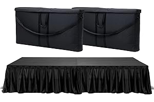 MyStage 2 Portable Stage w/2 Satin Skirt & 2 Gear Bag - Performance Floor Versatile Platform Modular System Stage - DJ, Drum, Camera Stage Riser - Easy to Carry & Assemble, Transport (Black)