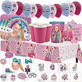 Another Dream JoJo Siwa MEGA Birthday Party Pack for 16 with Plates, Napkins, Cups, Tablecover, Favor Cup, Photo Props with Scene Setter, Tattoos, Balloons, and Birthday Pin!