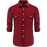 Dioufond Corduroy Shirts for Men Long Sleeve Camisa de pana para Hombres