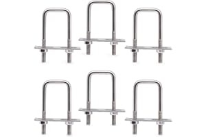 BENLIUDH U Bolts 1 Inch Wide, 70mm Length M6 Stainless Steel Square Tube Clamps with Nut and Plate (6 Set)