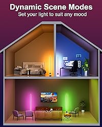 Keepsmile Smart RGB LED Corner Floor Lamp,172 LEDs