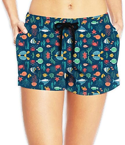Hemb Women's Sea Animals Beach Shorts Elastic Waist Hot Pants Swimming Trunks